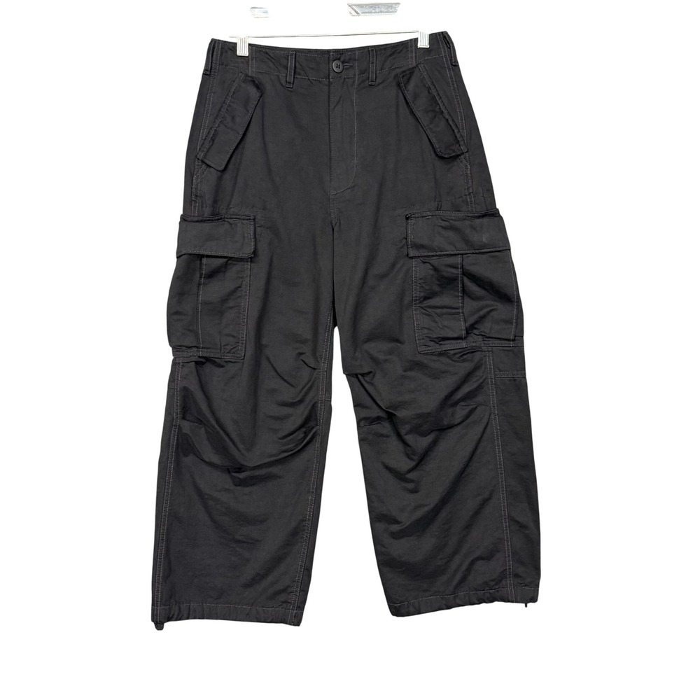 American‎ Eagle Cargo Pants Mens 28x28 Black Flex Relaxed Wide Leg Fits 30x24